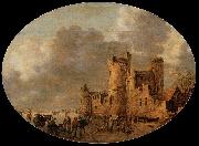 Jan van Goyen Skaters in front of a Medieval Castle oil on canvas